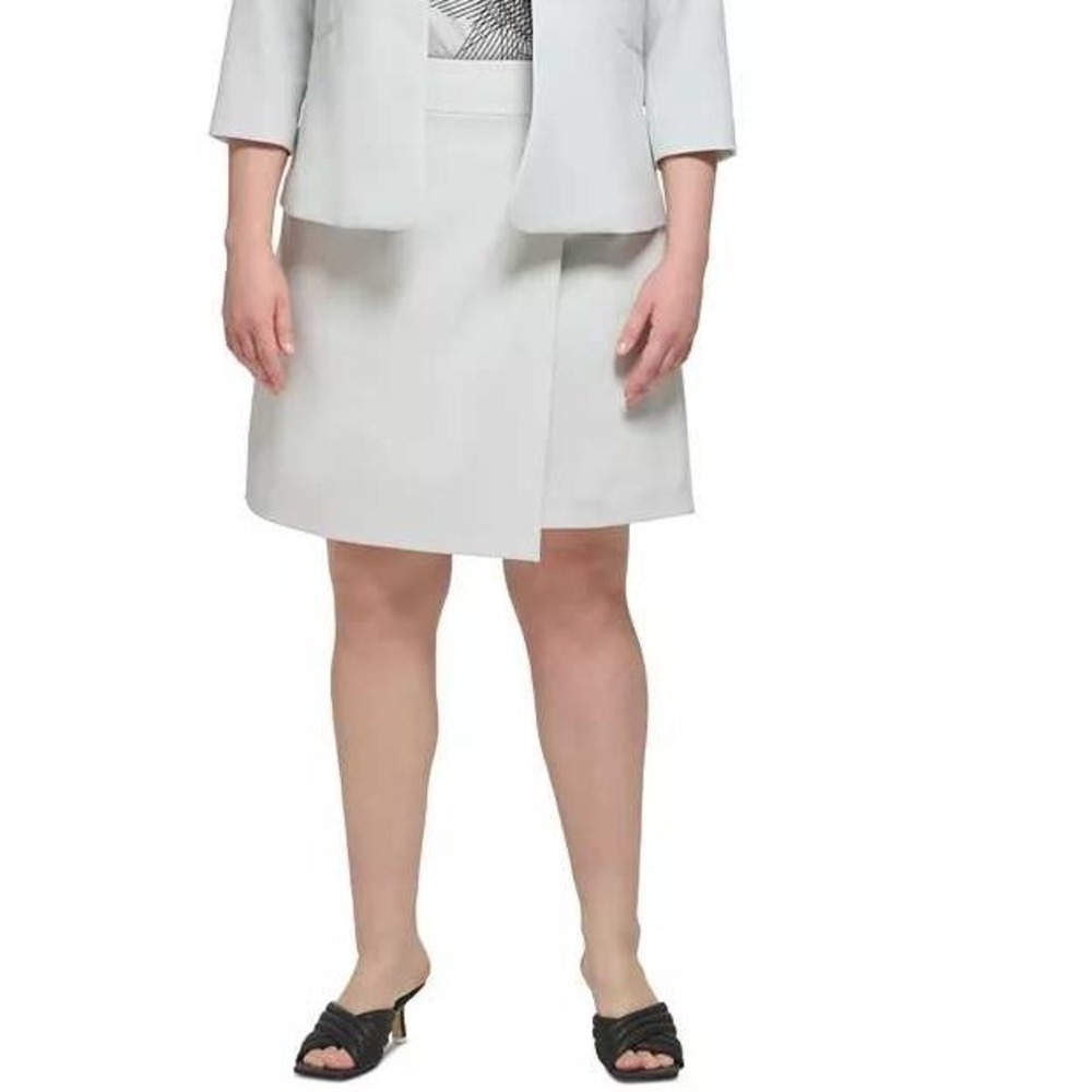 Calvin Klein Wrap Skirt Women's 24W Galaxy Gray A-Line Wrap Skirt Career Office